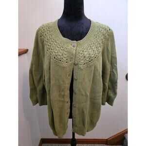 Nordstrom Caslon knit Sweater Blazer, Green, Size 3X